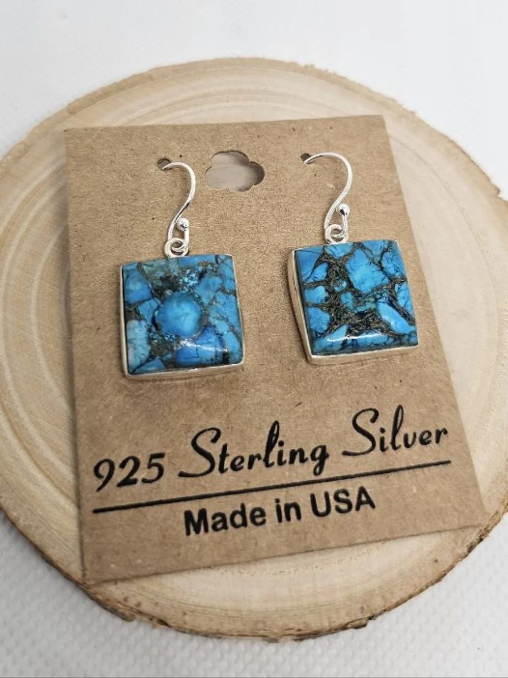 NATIVE AMERICAN TURQUOISE 9.25 STERLING SILVER EARRINGS - Picture 1 of 2